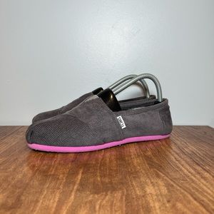 TOMS Classic SlipOn Flats Grey Corduroy Womens 8.5